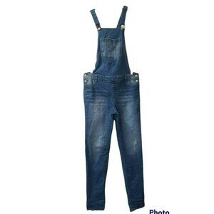 Bongo Distressed Denim Overalls, Size 8, Womens Jeans, tapered leg, stretch